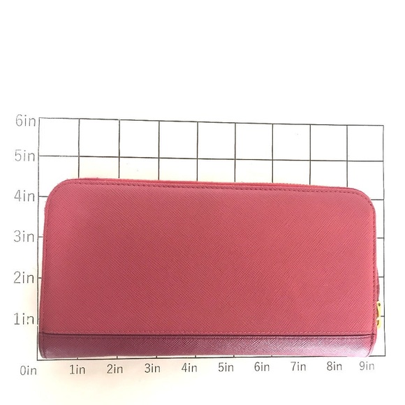 PRADA Long Wallet Purse 1M1157 leather Pink wine red Round zip - Picture 6 of 14